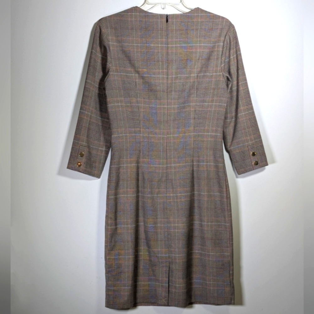H&M Brown Plaid Fitted Dress Size 6 - Picture 5 of 9